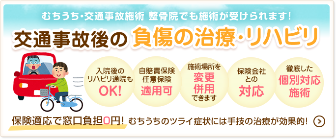 八潮市・草加市・三郷市・足立区・整骨院・接骨院・整体院・交通事故治療・むち打ち治療・腰痛